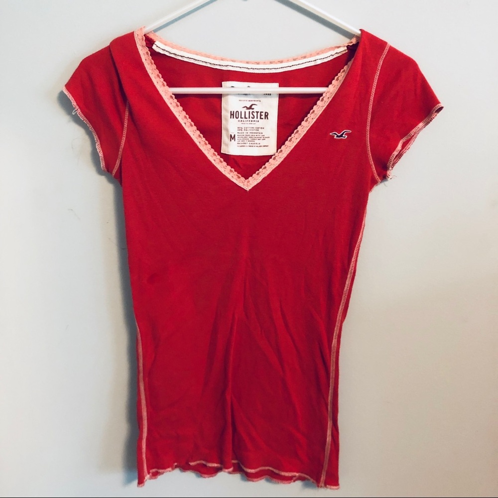 Hollister Lace V-Neck Tee